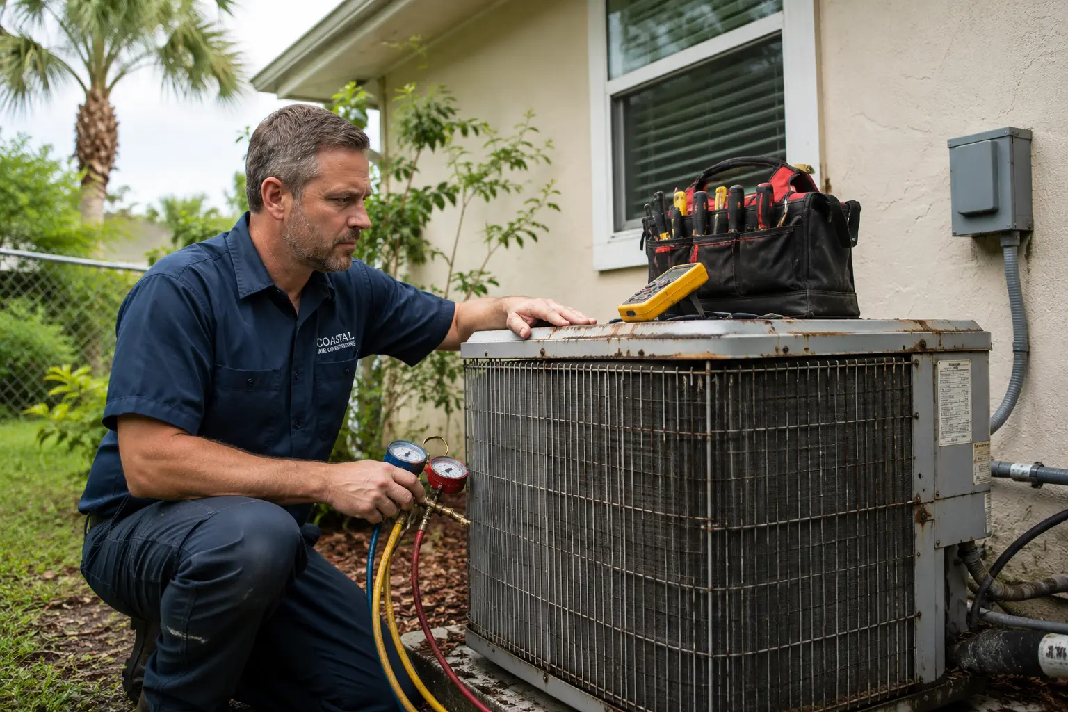 Florida home maintenance challenges including sun humidity rain salt air storms hurricanes and heat