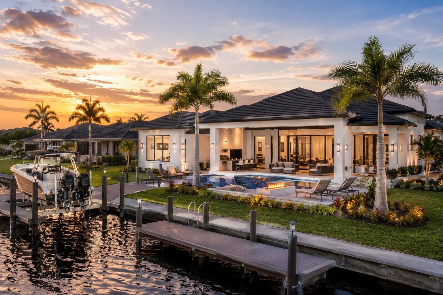 Completed Cape Coral custom home built for Florida climate with modern standards and outdoor living