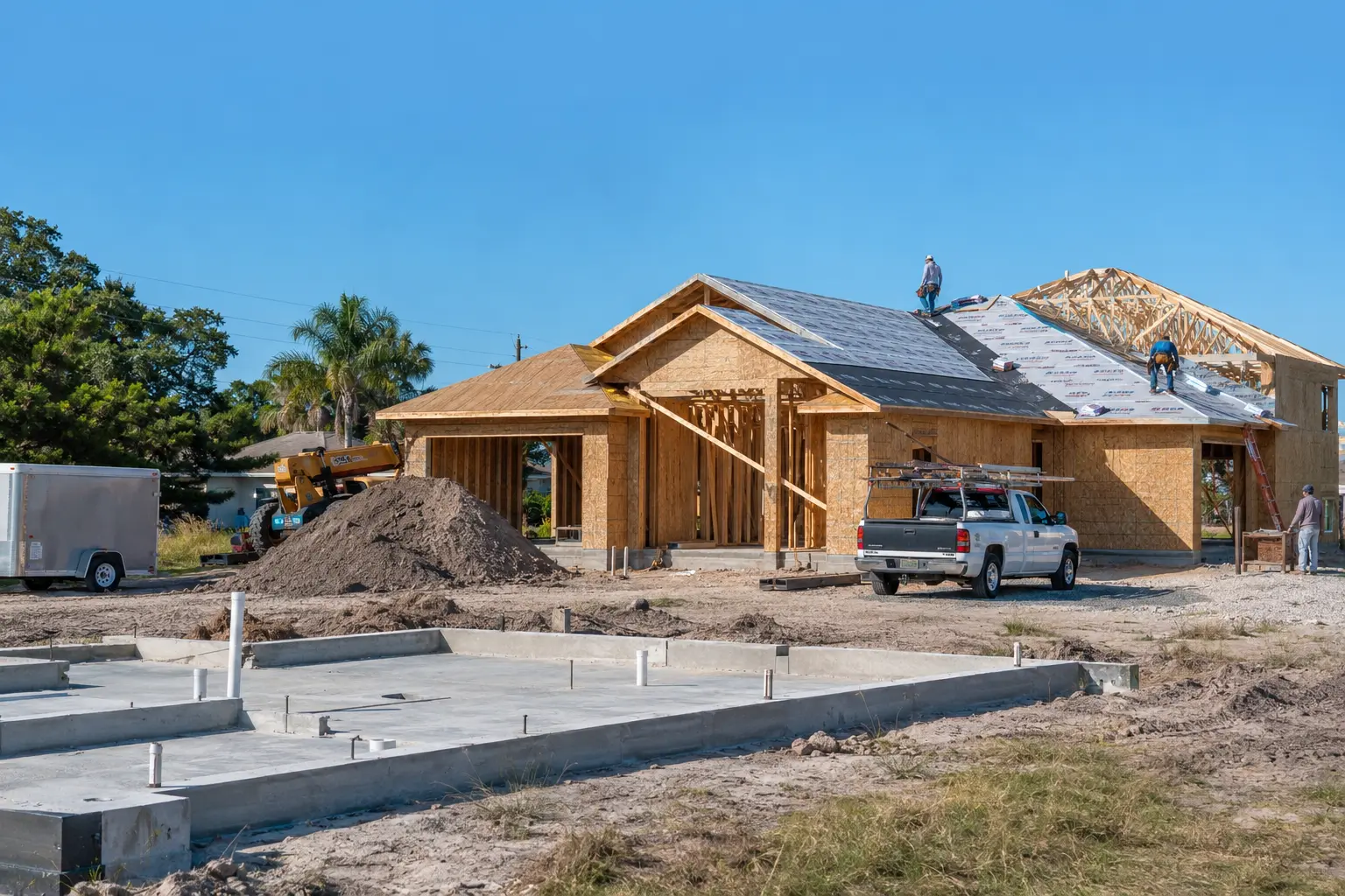 Cape Coral construction loan draws for site preparation foundation framing roofing and final construction stages