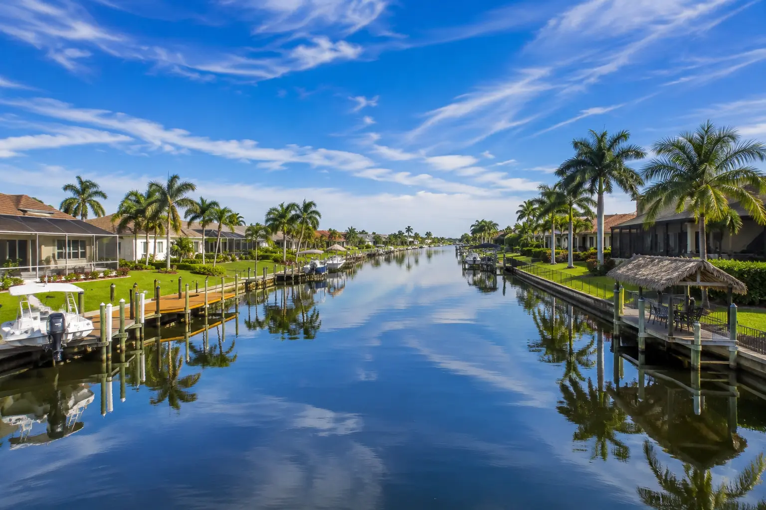 Cape Coral freshwater canal system with lakes waterways and residential waterfront homesites
