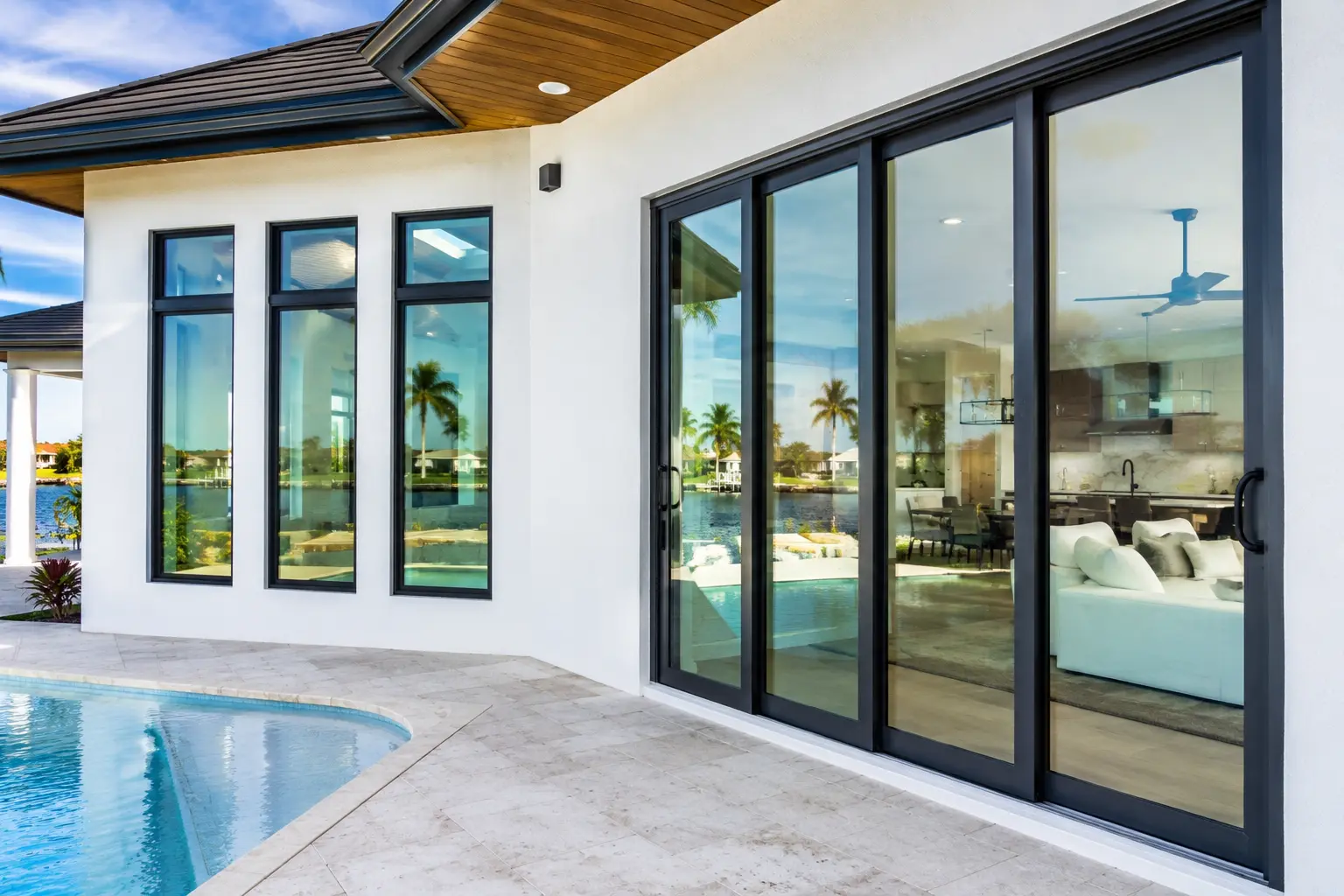 Cape Coral new construction with concrete block walls and impact resistant windows and doors
