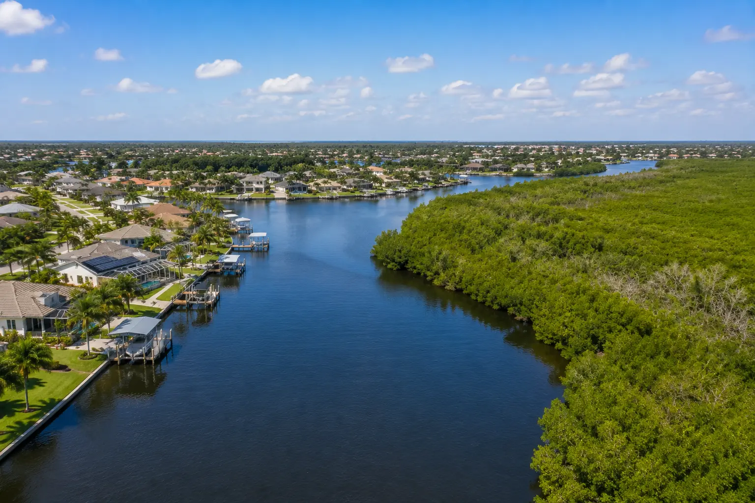 Northwest Cape Coral Spreader Canal and preserve view waterfront properties