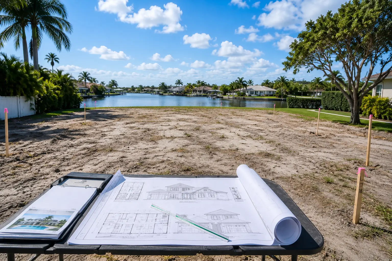 Building a new Cape Coral home from scratch with custom floor plan kitchen pool garage and outdoor living