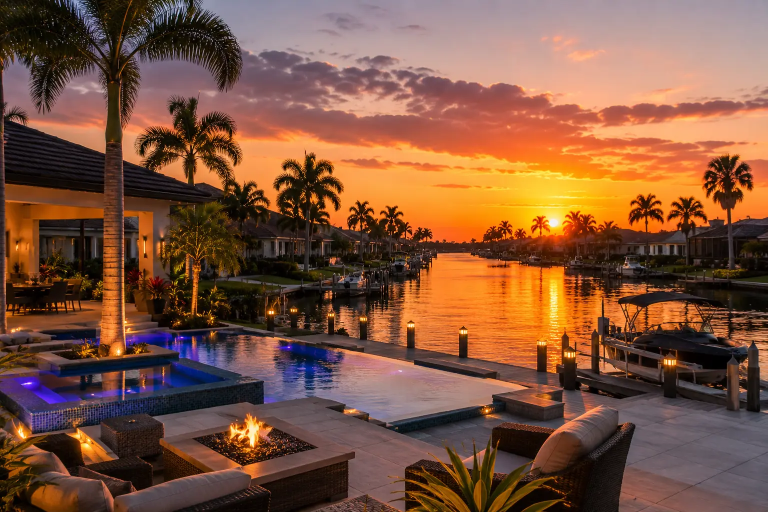 Southeast Cape Coral waterfront neighborhoods and canal homes near the Caloosahatchee River