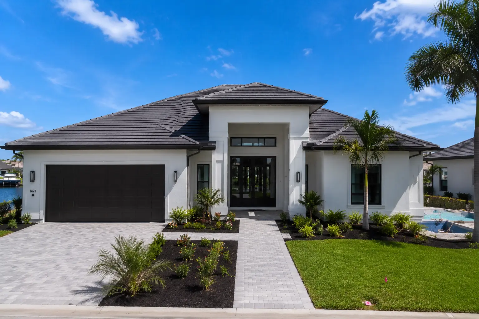 Cape Coral new home foundation concrete block construction and exterior structure stage